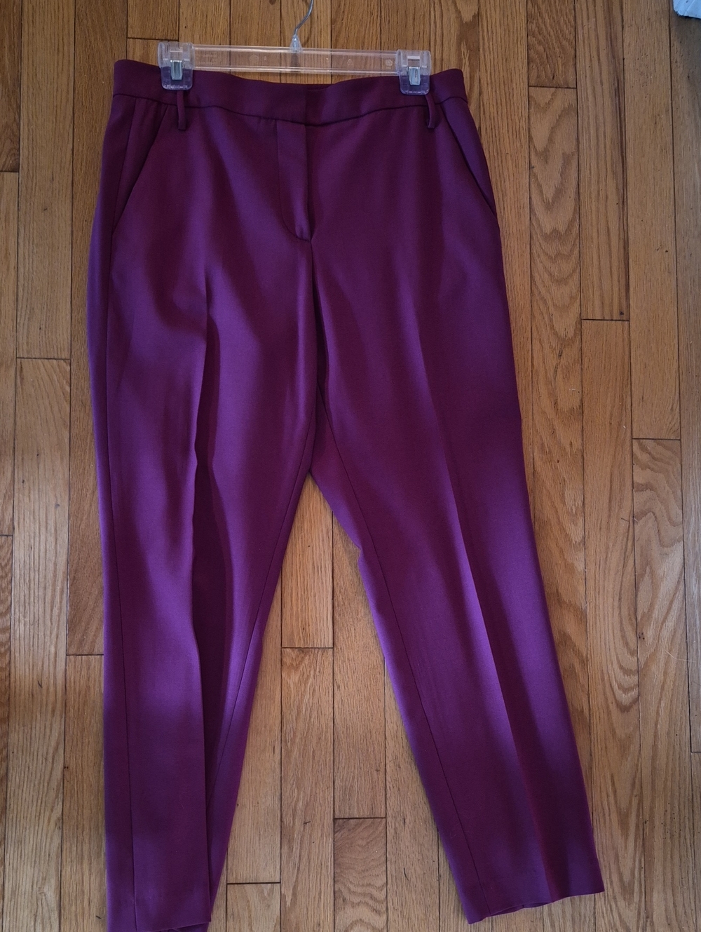 Judith And Charles Magenta Wool Tailored  Slim-Leg Dress Pants Size 8